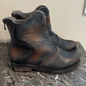 Socofy Retro Leather Biker Boots Size 38 US 7 Western Distressed Boho Comfort